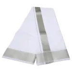 2 Inch Silver Zari Border White Dhoti - Image 2