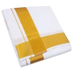 2 Inch Golden Zari Border White Dhoti