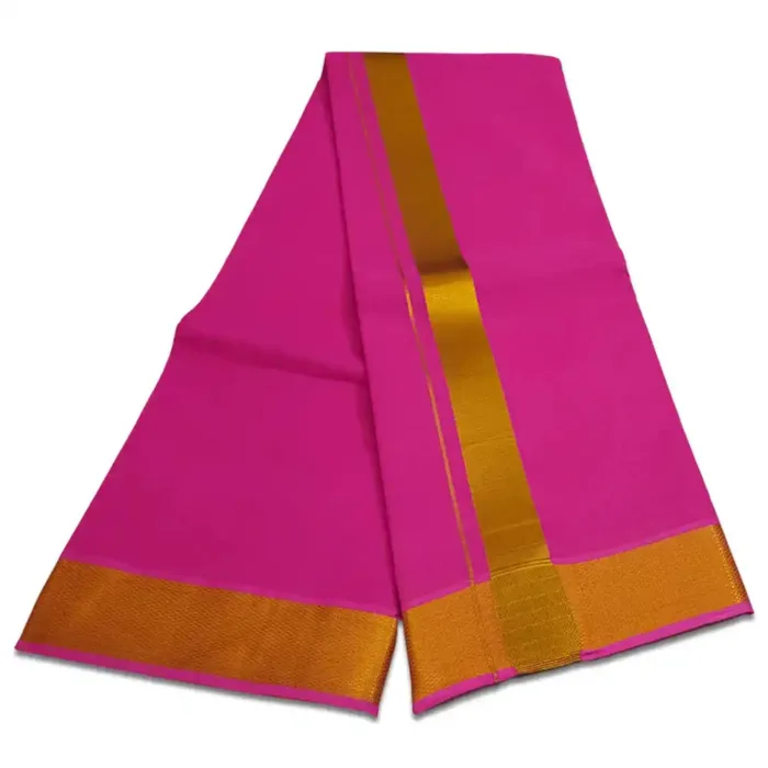 Pink Color Dhoti with Golden Zari Border - Image 2