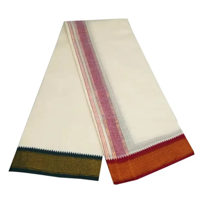 10 Kan MayilKan Border Half White Dhoti - Image 2