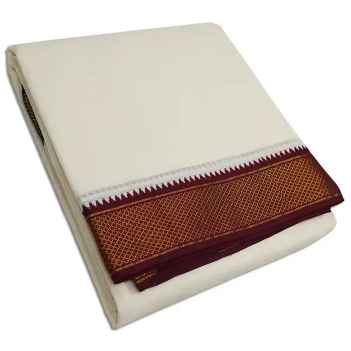10 Kan MayilKan Border Half White Dhoti - Image 1