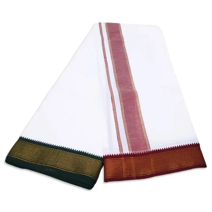 10 Kan MayilKan Border White Dhoti - Image 2