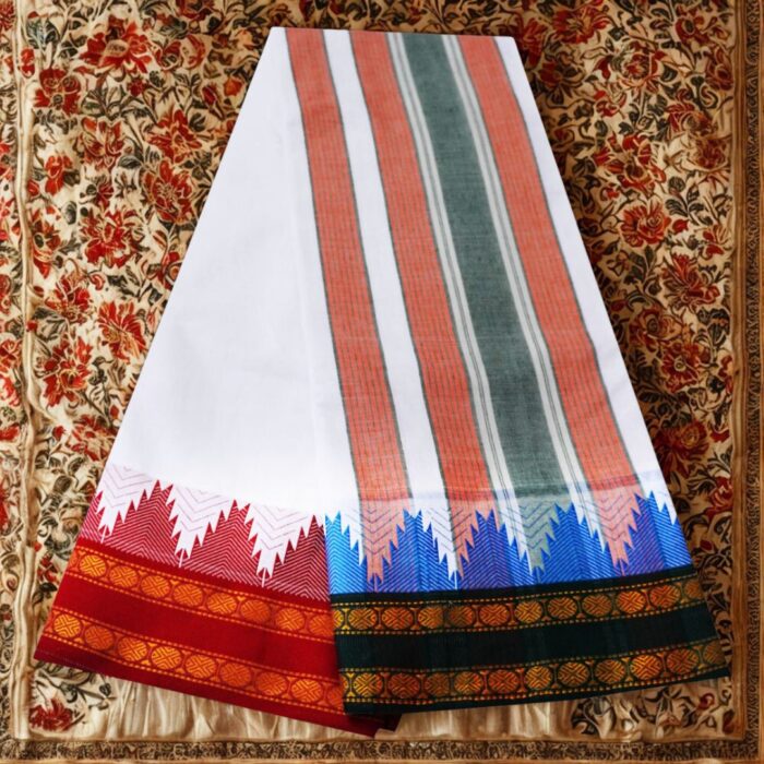 Vaishnava Dhoti Pure Cotton with temple Border Best Quality - Image 2