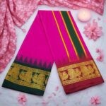 Queen Rose Color Karishma Soft Silk 7 Inch Border Fine Quality Dhoti - Image 2