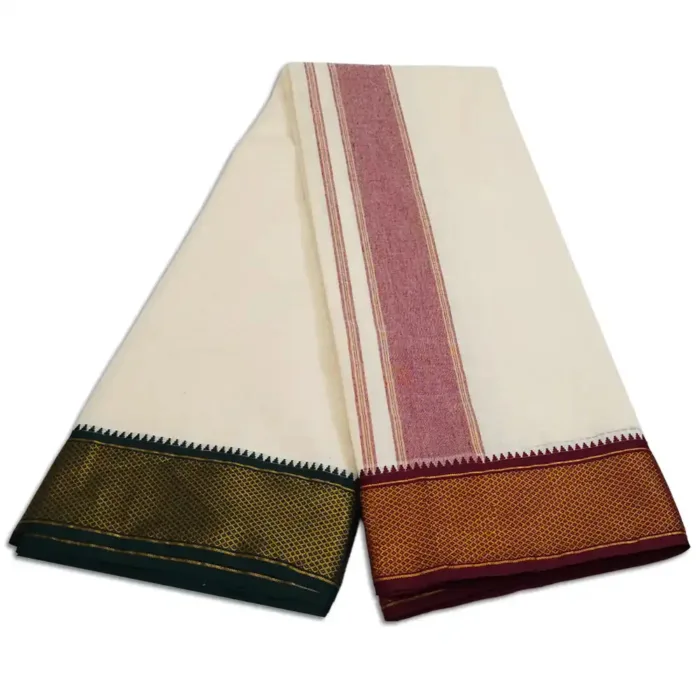 16 Kan MayilKan Border Half White Dhoti - Image 2