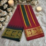 Maroon Color Karishma Soft Silk 7 Inch Border Fine Quality Dhoti - Image 2