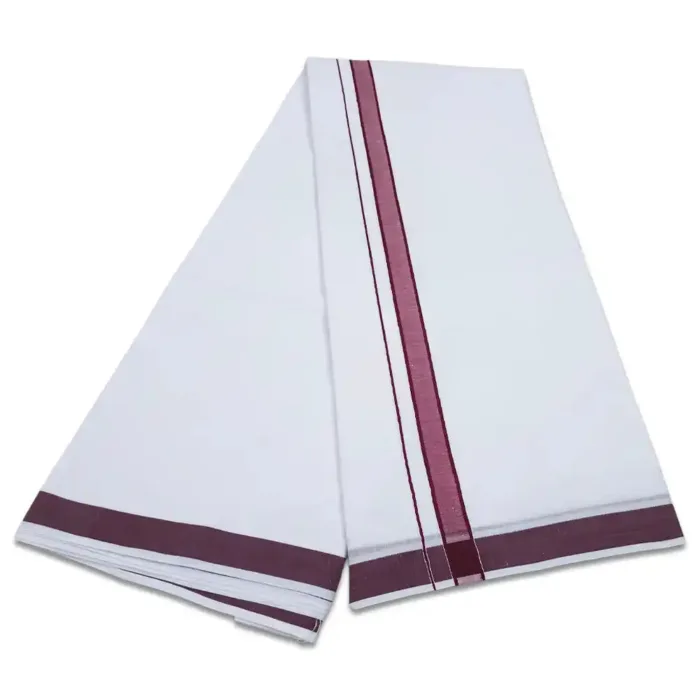 1 Inch Gundanji Maroon Border Dhoti - Image 2