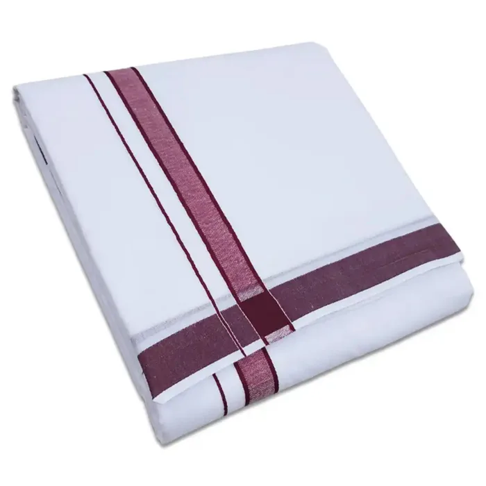 1 Inch Gundanji Maroon Border Dhoti - Image 1