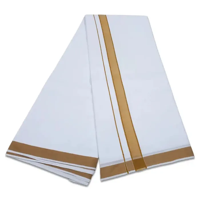 1 Inch Gundanji Mustard Border Dhoti - Image 2