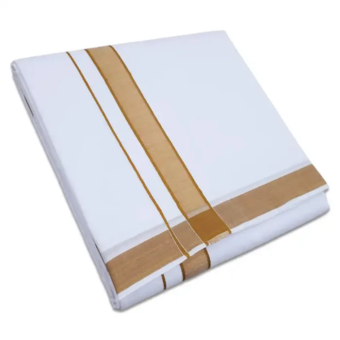 1 Inch Gundanji Mustard Border Dhoti - Image 1