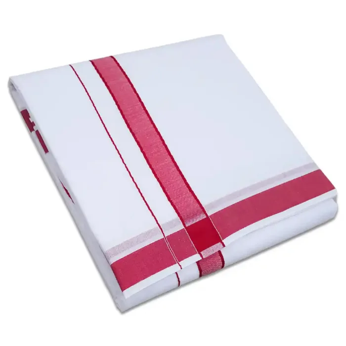 1 Inch Gundanji Rose Border Dhoti - Image 1
