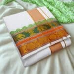Dual Border Designed 7" Border White Premium Quality Dhoti 9X5 - Image 2