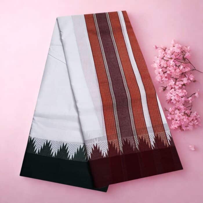 Bavanji Temple Border Special White Vaishnava Dhoties 9X5 - Image 3