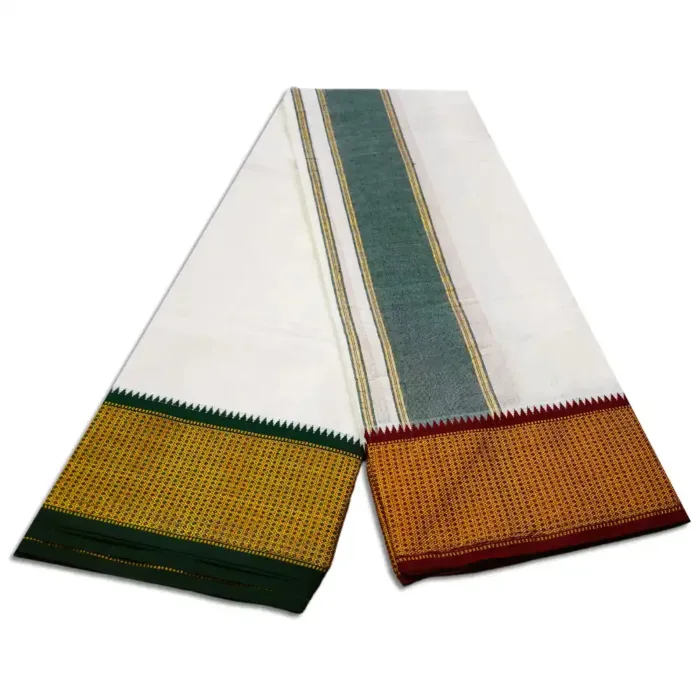 24 Kan MayilKan Border Half White Dhoti - Image 3