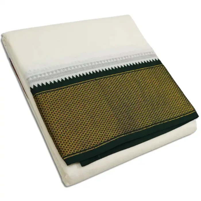 24 Kan MayilKan Border Half White Dhoti - Image 4