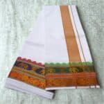 Dual Border Designed 7" Border White Premium Quality Dhoti 9X5 - Image 3