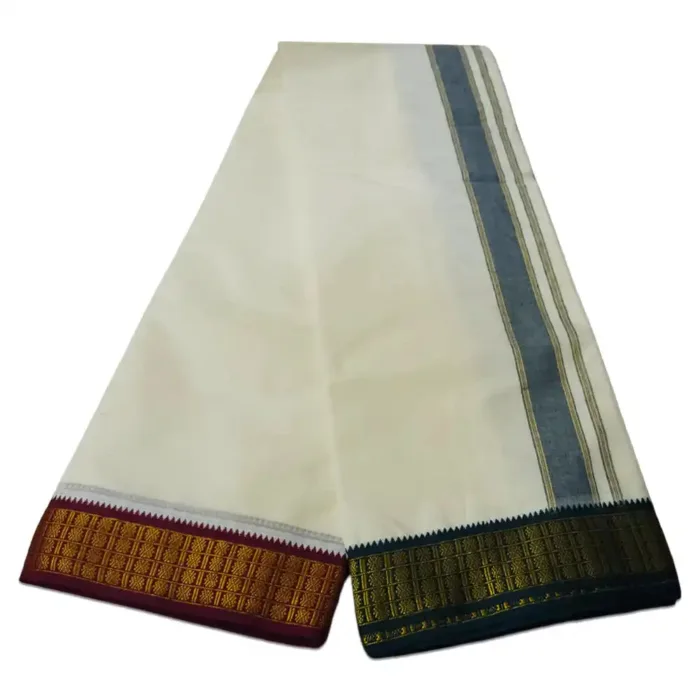 4 Udraj Designed 2 Inch Border Dhoti - Image 2
