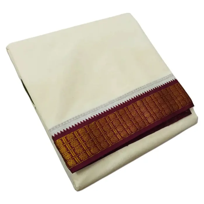 4 Udraj Designed 2 Inch Border Dhoti - Image 1