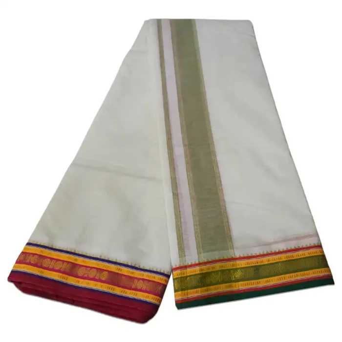 Udraj Designed 2 Inch Border Dhoti - Image 2