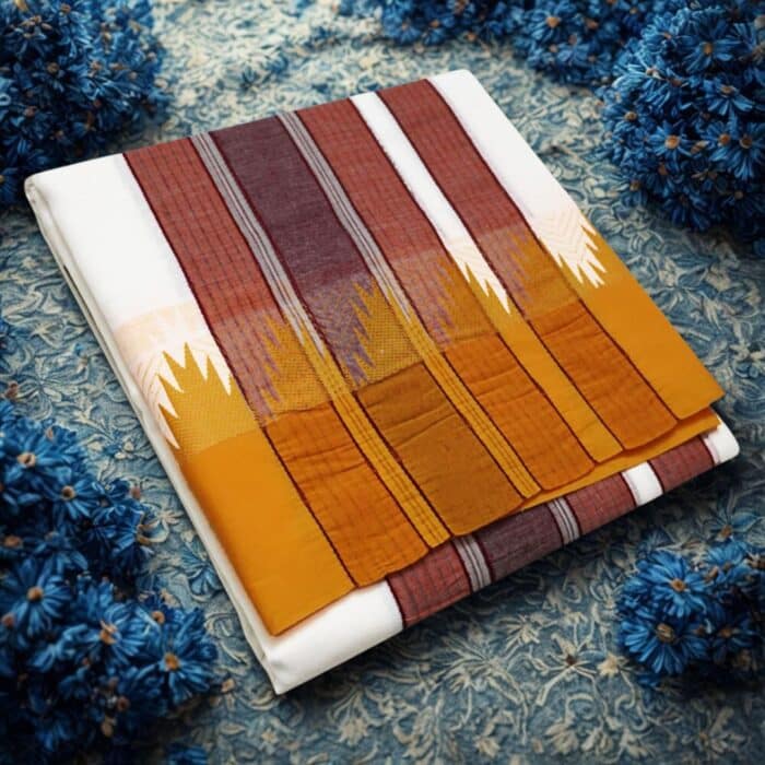 Bavanji Temple Border Special White Vaishnava Dhoties 9X5 - Image 4
