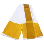 7 Inch Golden Zari Border White Dhoti - Image 2