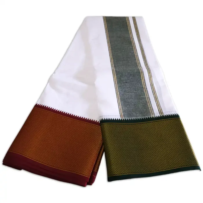 32 Kan MayilKan Border White Dhoti - Image 4