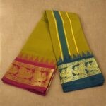 Zari Gold Color Karishma Soft Silk 7 Inch Border Fine Quality Dhoti - Image 2