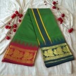 Dark Green Color Karishma Soft Silk 7 Inch Border Fine Quality Dhoti - Image 2