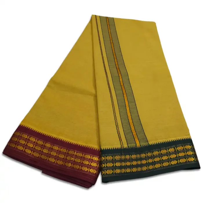 Khakki Color Dhoti with Udraj/Coin Border Dhoti - Image 2