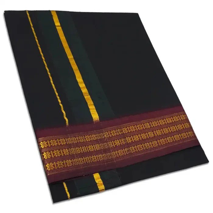 Black Color Dhoti with Udraj/Coin Border Dhoti - Image 1