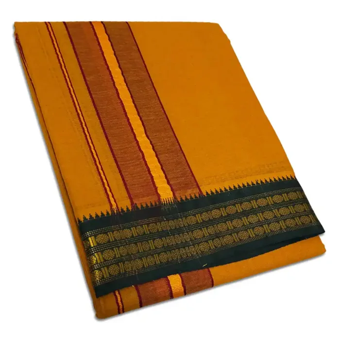 Kavi Color Dhoti with Udraj/Coin Border Dhoti - Image 1