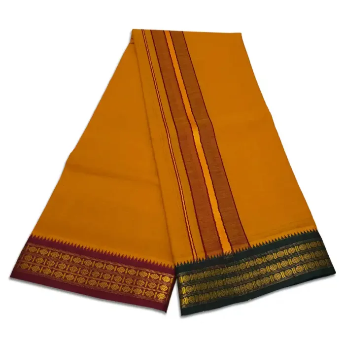 Kavi Color Dhoti with Udraj/Coin Border Dhoti - Image 2