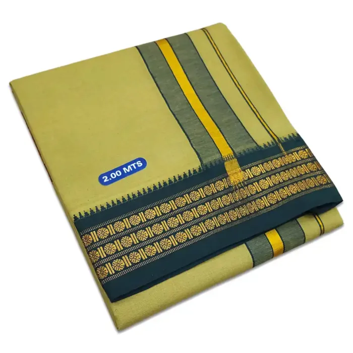Khakki Color Dhoti with Udraj/Coin Border Lungi 2 Meter - Image 1