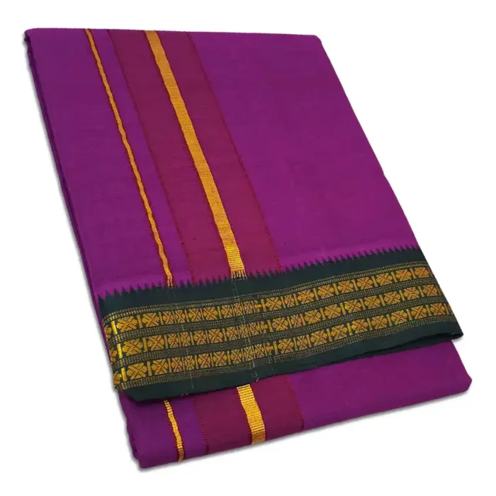 Lavender Color Dhoti with Udraj/Coin Border Dhoti - Image 1