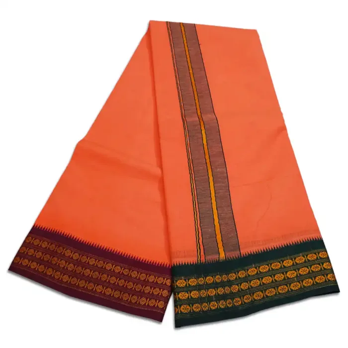 Peach Color Dhoti with Udraj/Coin Border Dhoti - Image 2