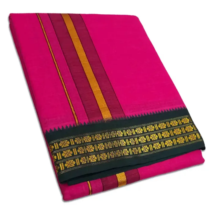 Queen Rose Color Dhoti with Udraj/Coin Border Dhoti - Image 1