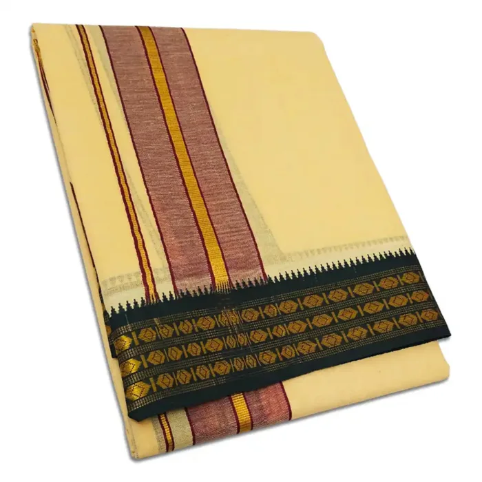 Sandal Color Dhoti with Udraj/Coin Border Dhoti - Image 1