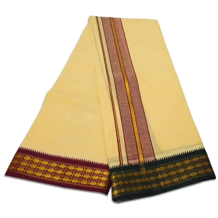 Sandal Color Dhoti with Udraj/Coin Border Dhoti - Image 2