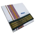 White Color Dhoti with Udraj/Coin Border Lungi 2 Meter
