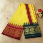 Yellow Color Karishma Soft Silk 7 Inch Border Fine Quality Dhoti - Image 2