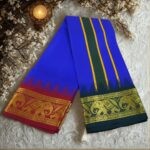 Blue Color Karishma Soft Silk 7 Inch Border Fine Quality Dhoti - Image 2