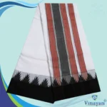 Black Border Vaishnava Pure Cotton White Dhoti with temple Tower Best Quality - Image 2