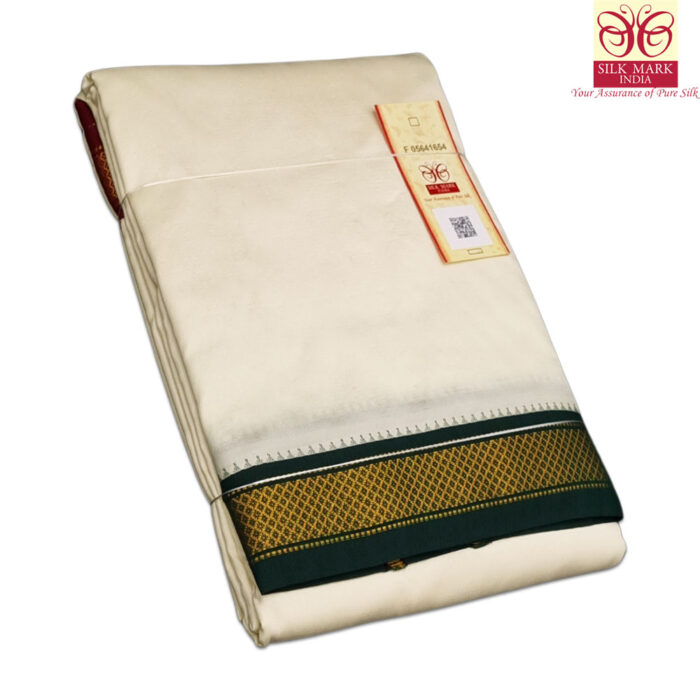 Pure Silk Ganga Jamuna Mayil Kan Dhoti 5 Kan - Image 1