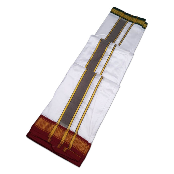 Pure Silk Ganga Jamuna Mayil Kan Dhoti 5 Kan - Image 2