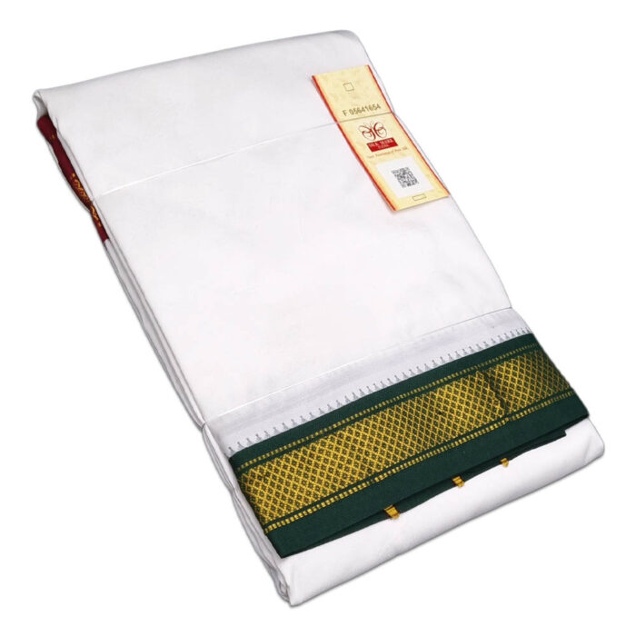 Pure Silk Ganga Jamuna Mayil Kan Dhoti 5 Kan - Image 1