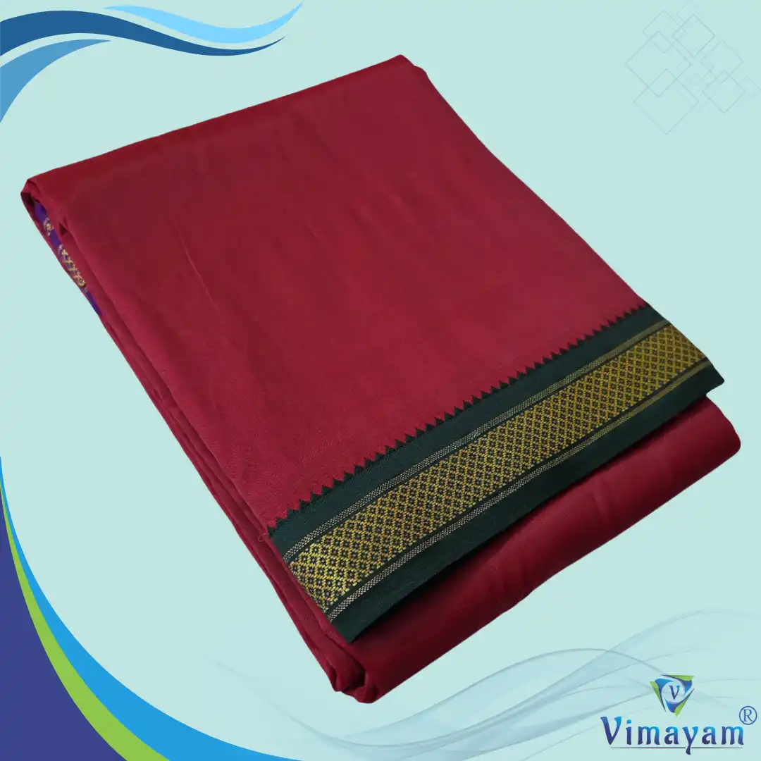 5 Kan Maroon Maroon Colour art Silk MayilKan Colour Dhoti - Image 1