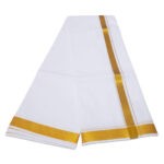 White Color Dhoti with Gold Border Dhoti/Lungi - Image 2