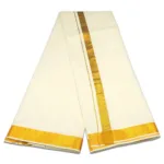 1 Inch Golden Zari Border Half White Dhoti - Image 2