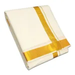 1 Inch Golden Zari Border Half White Dhoti