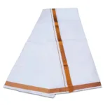 White Color Dhoti with Copper Border Dhoti/Lungi - Image 2